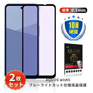 �y2���Z�b�g�zAQUOS wish5 �u���[���C�g�J�b�g �����K���X�t�B���� �ڂɗD���� SH-52F docomo �t���K���X�V�[�� �A�N�I�X �E�B�b�V���t�@�C�u 3D�S�ʕی� AQUOS wish5 Y!mobile �����ߗ� 0.3mm �����^ ����