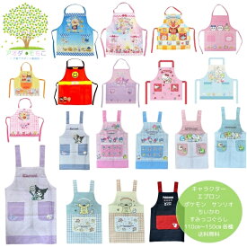 新柄追加【 送料無料 キャラクター キッズ エプロン スモック 】 100cm 110cm13cm 15cm ポケモン アンパンマン すみっコぐらし マイメロ クロミ ちいかわ サンリオ 家庭科 幼稚園 保育園 キッズ 男の子 女の子 料理 ポリエステル こども 子ども なりきり