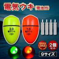 【楽天1位獲得!!】電気ウキ 2個セット 電池付き 夜釣り 送料無料 電子浮き うき 円錐ウキ どんぐり 発光 …