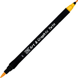 【送料無料】 【呉竹 ZIG Art & Graphic Twin YELLOW】水性カラー筆ペン【マーカー】【サインペン】【筆記用具】【筆記具】【文房具】【学校】【勉強】【雑貨】【グッズ】