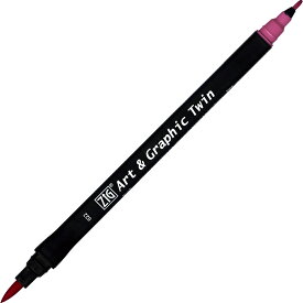 【呉竹 ZIG Art & Graphic Twin DARK PINK】水性カラー筆ペン【マーカー】【サインペン】【筆記用具】【筆記具】【文房具】【学校】【勉強】【雑貨】【グッズ】