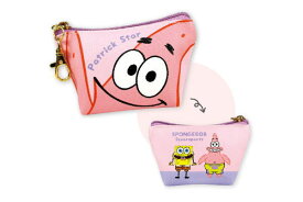 スポンジ・ボブ　三角ミニポーチパトリック　ドアップ　ボブ　スポンジ　SpongeBob　アニメ　アメリカ　アメキャラ　ポーチ　ケース　小物入れ　メイク　化粧　コスメ　収納　雑貨　グッズ　かわいい