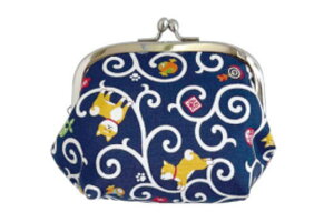 【送料無料】【オリジナル】3.6寸マチ付きポーチ【紺】【ネイビー】【唐草柴犬】【動物】【アニマル】【ポーチ】【ケース】【小物入れ】【メイク】【化粧】【コスメ】【収納】【小銭入