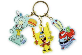 日本製　スポンジボブ　SpongeBob　3チャームキーホルダーカニカーニ　ボブ　アニメ　アメリカ　USA　アメキャラ　キーホルダー　キーリング　チャーム　鍵　雑貨　グッズ　かわいい