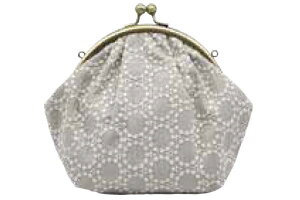 tottua がま口2WAYまるポーチグレー タンバリン柄刺繍 ポーチ ケース 小物入れ メイク 化粧 コスメ 収納 雑貨 グッズ かわいい