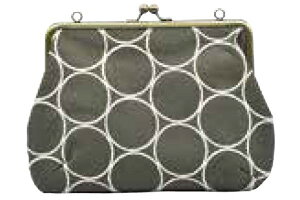 【tottua】がま口マルチポーチ【カーキ】【ビッグサークル刺繍】【ポーチ】【ケース】【小物入れ】【メイク】【化粧】【コスメ】【収納】【雑貨】【グッズ】【かわいい】