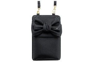 【オリジナル】ラップリボンスマホショルダー【ブラック】【黒】【ポーチ】【ケース】【ポシェット】【斜め掛け】【小物入れ】【スマホ入れ】【収納】【お出かけ】【アウトドア】【雑