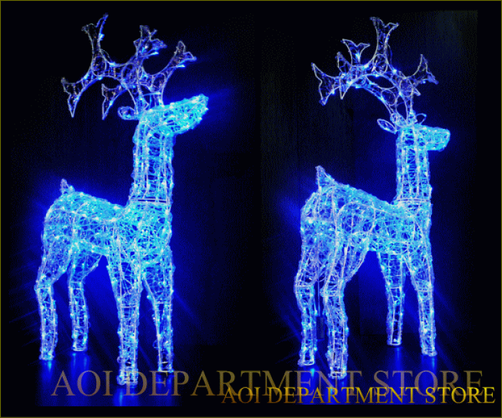 BIG ジャンボトナカイホワイトブルー　電飾　イルミネーション　1部点灯不良有り BIG ジャンボトナカイホワイトブルー電飾イルミネーション1部点灯不良有り