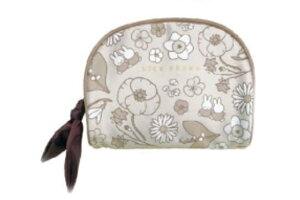 miffy ミッフィー ガーデンサテンシリーズ ラウンドポーチベージュ 茶 ウサギ ディック・ブルーナ アニメ ポーチ ケース 小物入れ メイク 化粧 コスメ 収納 雑貨 グッ