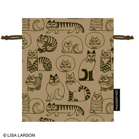 【LISA LARSON】【リサ・ラーソン】巾着【ブラウンキャット】【マイキー】【ポーチ】【ケース】【小物入れ】【収納】【袋】【きんちゃく】【雑貨】【グッズ】【かわいい】