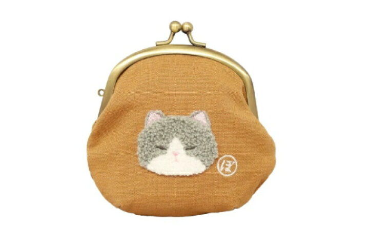楽天市場】ぼうみたいなねこ がまぐちポーチみけぼう 栗色 ブラウン 茶 