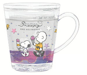 スヌーピー SNOOPY ゆらゆらグリッターカップアイスアート ピーナッツ ウッドストック すぬーぴー アニメ キャラクター マグ コップ 食事 食器 キッチン 子供 キッズ 雑
