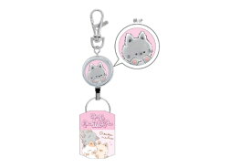 【送料無料】　オリジナル　リールキーホルダーピンク　あそぼうねこ　動物　アニマル　キーリング　チャーム　鍵　雑貨　グッズ　かわいい
