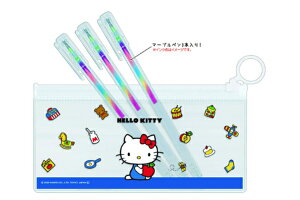 サンリオキャラクターズ ポーチ入りマーブルペンセットおべんきょう ハローキティ ポーチ ペン入れ 筆箱 収納 カラーペン 色ペン 文房具 学校 勉強 雑貨 グッズ かわい