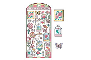 セット商品 10枚入り オリジナル ステンドグラスシールレトログラス ステッカー プチ ミニ 文房具 雑貨 グッズ かわいい