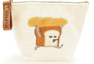 パンどろぼう 船形ポーチアイボリー ふわふわワッペン 絵本 ケース 小物入れ 収納 メイク 化粧 コスメ 雑貨 グッズ かわいい