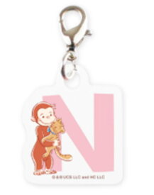 【送料無料】　おさるのジョージ　ミニっとイニシャルチャームN　ジョージ　ひとまねこざる　Curious George　絵本　アニメ　キャラクター　キーホルダー　キーリング　チャーム　鍵　雑貨　グッズ　かわいい