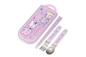 【日本製】  らぶい〜ず 抗菌食洗機対応スライド式トリオセットすもっぴ ぴょんちー キャラクター ケース おはし スプーン フォーク 箸入れ 遠足 アウトドア 子供 キッ