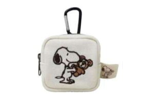 スヌーピー SNOOPY カラビナミニポーチモカ スヌーピーとベア ピーナッツ ウッドストック すぬーぴー キャラクター ケース 小物入れ 収納 メイク 化粧 コスメ 雑貨 グッ