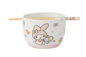 サンリオキャラクターズ 陶器製ボウルと竹箸セットマイメロディ お皿 おはし 食事 食器 キッチン 雑貨 グッズ かわいい