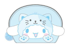 【送料無料】　サンリオキャラクターズ　バンザイシリーズ　オーバルポーチシナモロール×ネコ　ケース　小物入れ　収納　メイク　化粧　コスメ　雑貨　グッズ　かわいい