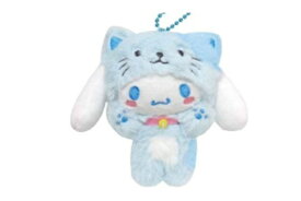 【送料無料】　サンリオキャラクターズ　バンザイシリーズ　ボールチェーンマスコットシナモロール×ネコ　キーホルダー　キーリング　チャーム　鍵　ぬいぐるみ　人形　ドール　雑貨　グッズ　かわいい