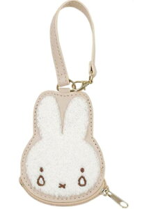 miffy ミッフィー おかおミニポーチベージュ 茶 ウサギ ディック・ブルーナ 絵本 アニメ ケース 小物入れ 収納 キーホルダー キーリング ストラップ メイク 化粧 コス