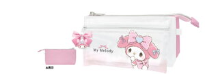 サンリオキャラクターズ フラップポケットペンケースマイメロディ るんるんリボン ポーチ ペン入れ 筆箱 収納 文房具 学校 勉強 雑貨 グッズ かわいい