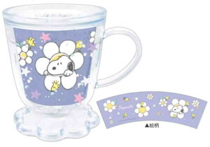 スヌーピー SNOOPY カフェ型グリッターカップフラワー ピーナッツ ウッドストック すぬーぴー アニメ カップ コップ マグ 食事 食器 キッチン 子供 キッズ 雑貨 グッズ