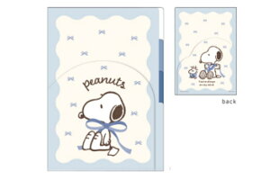 スヌーピー SNOOPY ダイカットポケット3インデックスクリアファイルRIBBON MOOD ピーナッツ ウッドストック アニメ キャラクター ケース ファイル入れ 整理 収納 文房具 学校