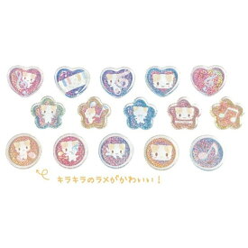 【送料無料】【6点セット】【セット】【セット商品】サンリオ　文具　シール　マシュマロみたいなふわふわにゃんこクリスタルシール音符　Sanrio　猫　ネコ　ねこ　キャット　動物　アニマル　キラキラ　光沢　立体シール　ぷっくり　デコラティブ　透明感　ホログラ
