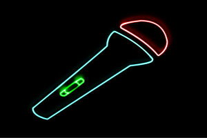 ネオン マイク3 まいく カラオケ アイコン イラスト 鏡 ネオンライト 電飾 LED ライト サイン neon 看板 イルミネーション インテリア 店舗 ネオンサイン アメリカン