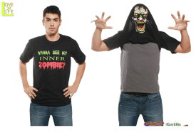 メンズ　M36R957　ゾンビ　Tシャツゾンビ　Tシャツ　シャツ　仮装　パーティ　ハロウィン　私の内部ゾンビを見たいですか?♪☆AOIコレクションのコスプレシリーズ♪コスプレ　衣装　コスチューム