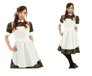 アーミー メイドメイド 迷彩 ウェイトレス 店員 仮装 コスプレ オーソドックスなデザインを迷彩柄で仕上げた個性派メイド☆AOIコレクションのコスプレ♪コスチューム  大