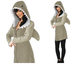 レディース　シャークパーカーワンピース　フード　サメ　さめ　鮫　パーカー　ハロウィン　コスプレ　コスチューム　衣装　仮装　かわいい