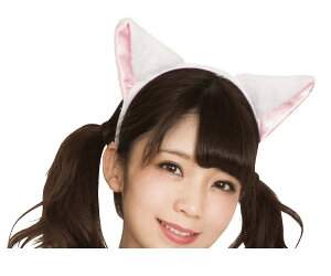 グッズ 猫耳カチューシャふせ耳白とピンク カチューシャ キャット 猫 ネコ アイテム 小物 ウィッチ 子供 キッズ コスプレ コスチューム 集団仮装 集団コスプレ 衣装