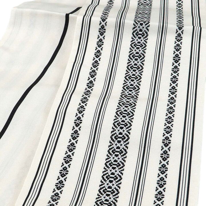 楽天市場】半幅帯 正絹 -1- 小袋帯 博多織 絹100% 献上柄 白/白/黒  