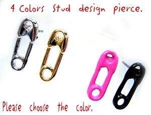 安全ピン ピアス チタンポスト シリコンキャッチ シルバー ゴールド ピンク ブラック(片売り) 1-527