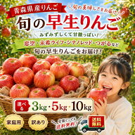 青森県産　りんご　旬の早生りんご　訳あり　選べる3・5・10kg　送料無料！　恋空・未希ライフ・シナノレ…