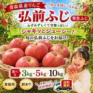 青森県産　りんご　弘前ふじ　早生ふじ　訳あり　選べる3・5・10kg　送料無料！
