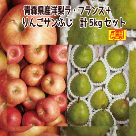 青森県産　洋梨ラ・フランス　　りんごサンふじ　合計5kg　お得セット