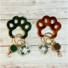 【今、ノベルティプレゼント開催中】ダヤン カラビナ わちふぃーるど アクリルカラビナ（ダヤン・茶/ジタン・緑） レディース 猫 猫柄 猫好き ネコ ねこ 猫のダヤン 肉球 リール付き キーホルダー 女性 シンプル おしゃれ かわいい ブランド ダヤングッズ