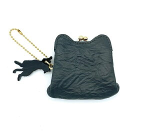 aoneco ポーチ アオネコ マイクロがま口ポーチ(グレージュ/ブルーグリーン/チャコールグレー)本革 レディース 小物入れ 小銭入れ 猫 猫柄 ねこ ネコ 保護猫 支援 寄付チケット かわいい グ