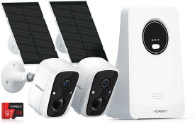 【2025 Wi-Fi不要】 VORGUT 防犯カメラ 屋外 ソーラー 400万画素 2台セット 128GB内蔵MicroSDカード 工事不要 電源不要 2.4G/5GHz対応 監視カメラ ワイヤレス 投光威嚇 動体検知録画 メール警報 IP66防水 PIR人感検知 双方向通話 遠隔監視 10台増設可