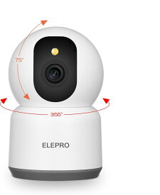【500万画素・2.4と5G WiFi対応】ELEPRO ペットカメラ 見守りカメラ (1080Pより鮮明 2.4Gよりスムーズ カラーナイトビジョン PTZ 自動追尾 スマホで見れる 動体検知 プッシュ通知 音声やライト警告）防犯カメラ セキュリティカメラ 監視カメラ ベビーモニター ベビーカメラ