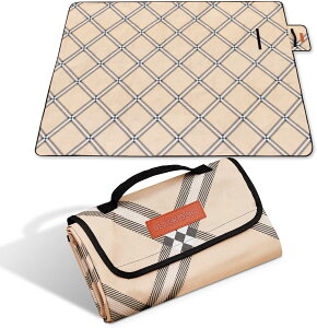 BLACKDOG レジャーシート 防水 ピクニックマット 145×200cm 3〜6人用 折りたたみ 防湿 コンパクト収納 携帯便利 オシャレ お花見 運動会 ビーチ アウトドア (カーキ)