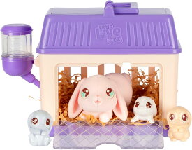 リトルライブペット バニーミニインタラクティブおもちゃセット うさぎ ハッチアニマルプレイセット サプライズベイビー3体 20種類以上のサウンド バニーアクセサリー付き Little Live Pets パープル 【並行輸入品】