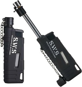 バーナー 小型 強力 耐風 バーナー ガス 充てん式 軽量 コンパクト 普段使い 登山 キャンプ スライドガストーチ (黒)