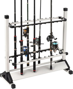 トトモカ(TOTOMOKA) ロッドスタンド 竿スタンド 釣り竿立て ロッドホルダー さおたて 釣竿収納 24本立て アルミ製 組み立て ホワイト