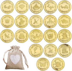 BTtime 歯の妖精コイント 20枚入り 褒美金貨記念コイン 歯と交換するコイン 遊び道具 収納袋付き 乳歯生え変わり期 乳歯生え変わり記念